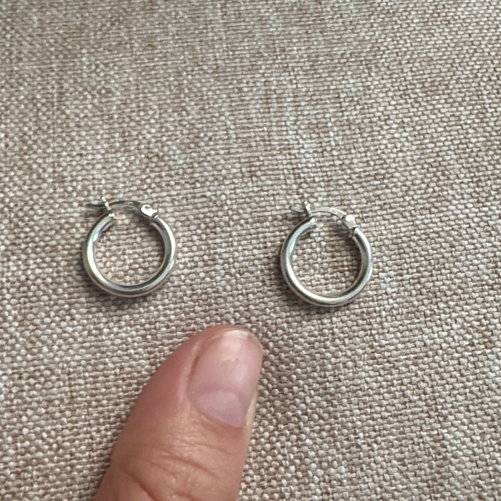 Sterling Silver Hoop Earrings - Classic Silver Hoops - Picture 4 of 4